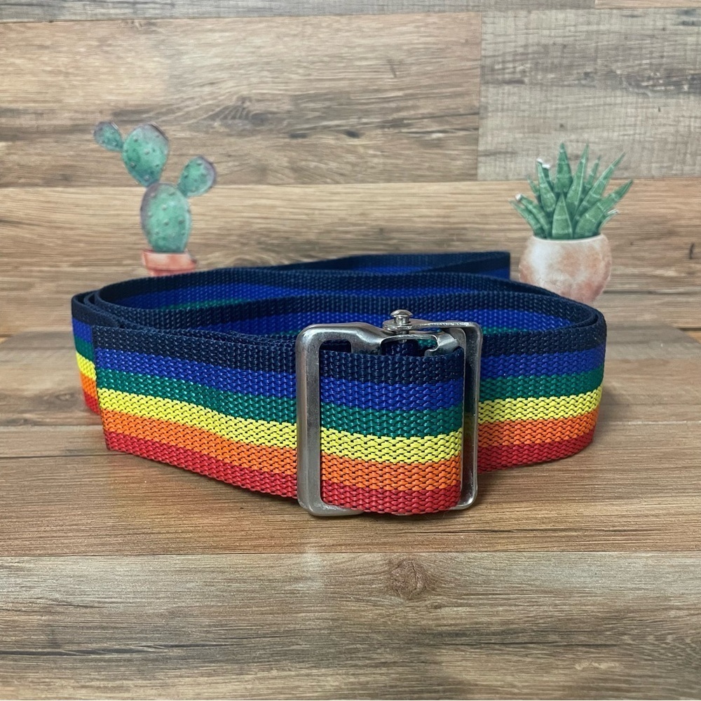 Vintage rainbow belt lobster claw buckle length 72” really long